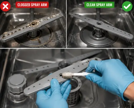 Clogged Spray Arms Can Prevent Proper Cleaning Dishwasher Not Cleaning Dishes