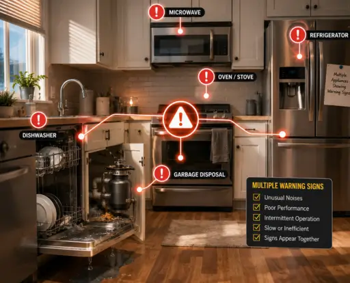 Kitchen Appliances Often Show Warning Signs Together appliances warning signs